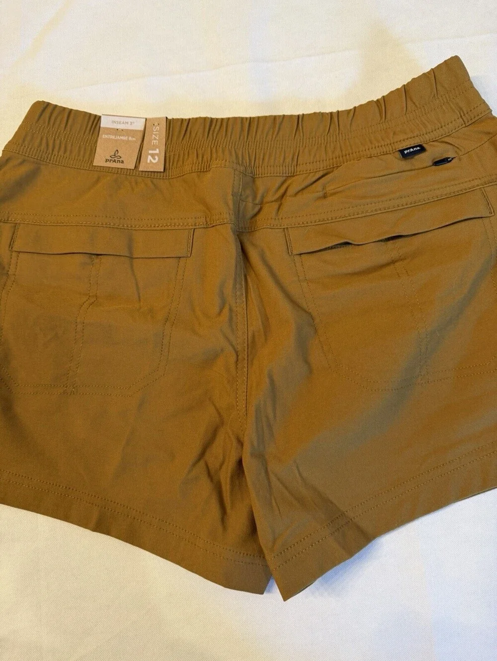 prAna Halle E-Waist Short II Womens 12 Bronze 3” Hiking Travel NWT $75